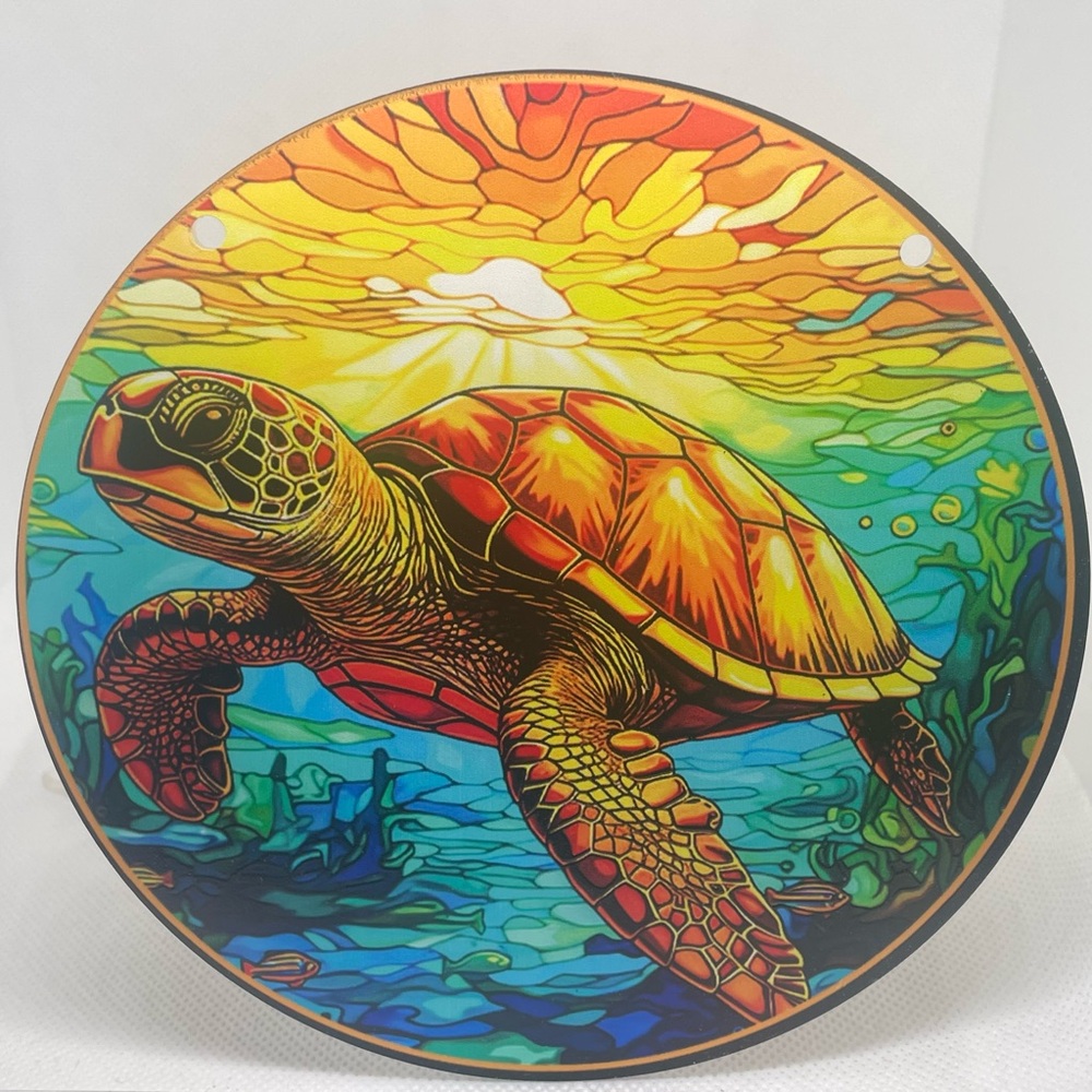 Suncatcher Acrylic Turtle Wildlife Animal Decorative Faux Stained Glass